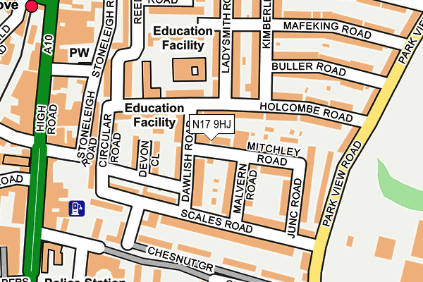 N17 9HJ map - OS OpenMap – Local (Ordnance Survey)