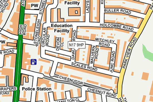 N17 9HP map - OS OpenMap – Local (Ordnance Survey)