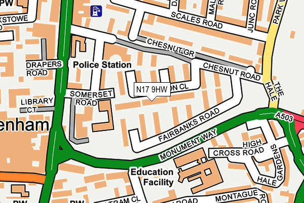 N17 9HW map - OS OpenMap – Local (Ordnance Survey)