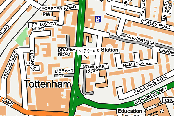 N17 9HX map - OS OpenMap – Local (Ordnance Survey)