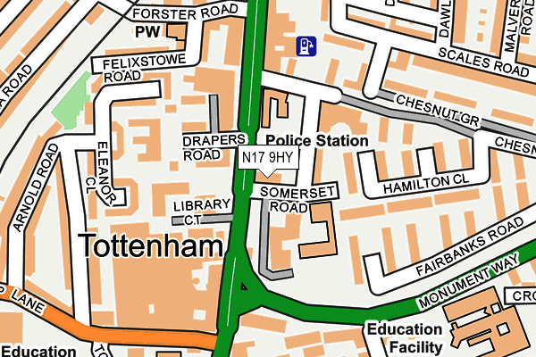 N17 9HY map - OS OpenMap – Local (Ordnance Survey)