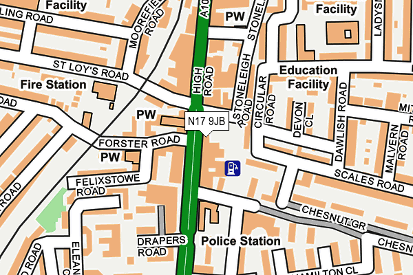 N17 9JB map - OS OpenMap – Local (Ordnance Survey)
