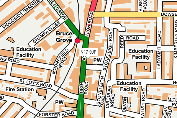N17 9JF map - OS OpenMap – Local (Ordnance Survey)