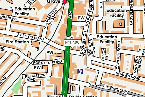 N17 9JW map - OS OpenMap – Local (Ordnance Survey)