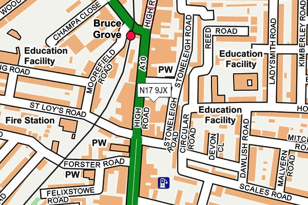 N17 9JX map - OS OpenMap – Local (Ordnance Survey)