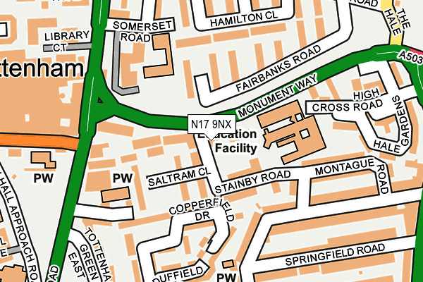 N17 9NX map - OS OpenMap – Local (Ordnance Survey)