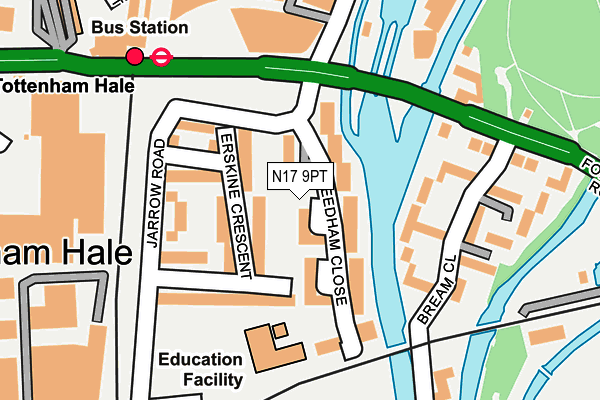 N17 9PT map - OS OpenMap – Local (Ordnance Survey)