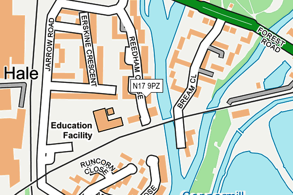 N17 9PZ map - OS OpenMap – Local (Ordnance Survey)