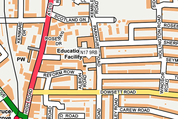 N17 9RB map - OS OpenMap – Local (Ordnance Survey)