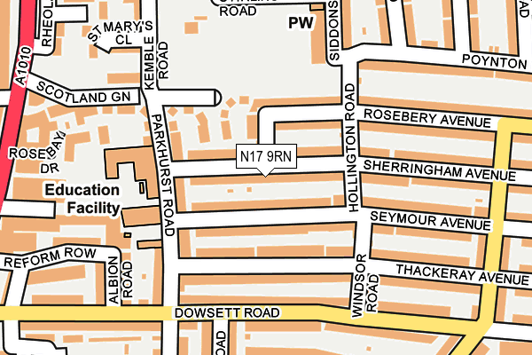 N17 9RN map - OS OpenMap – Local (Ordnance Survey)