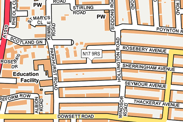 N17 9RS map - OS OpenMap – Local (Ordnance Survey)