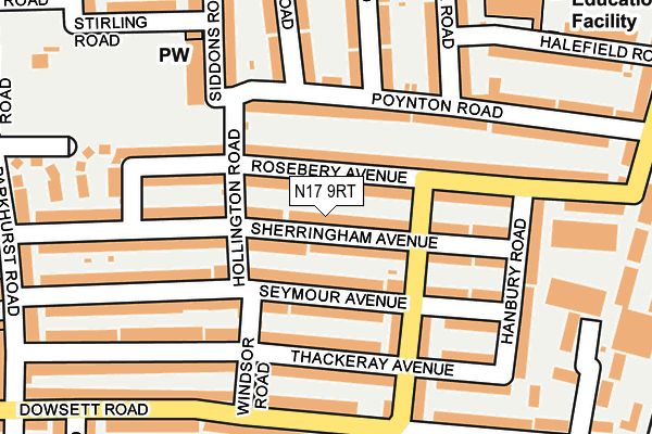 N17 9RT map - OS OpenMap – Local (Ordnance Survey)