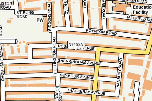 N17 9SA map - OS OpenMap – Local (Ordnance Survey)