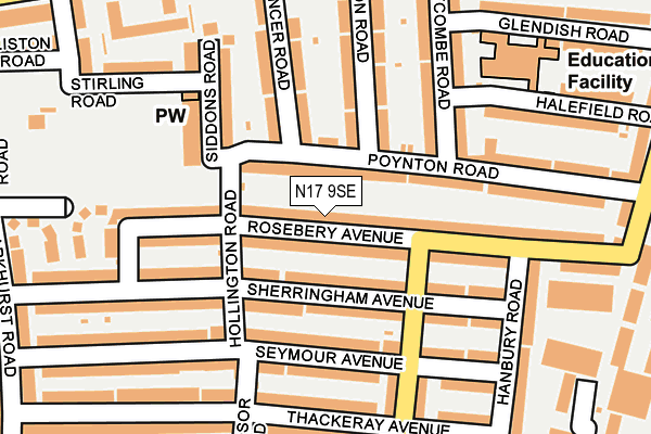 N17 9SE map - OS OpenMap – Local (Ordnance Survey)