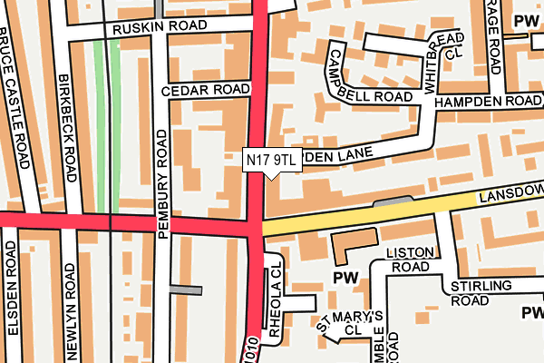 N17 9TL map - OS OpenMap – Local (Ordnance Survey)