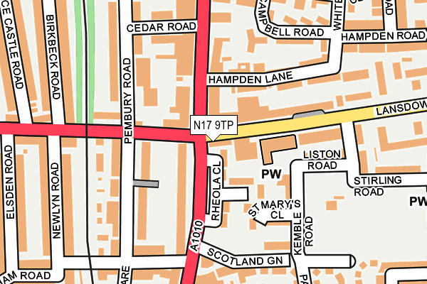 N17 9TP map - OS OpenMap – Local (Ordnance Survey)