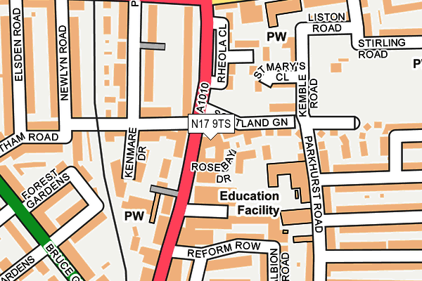 N17 9TS map - OS OpenMap – Local (Ordnance Survey)
