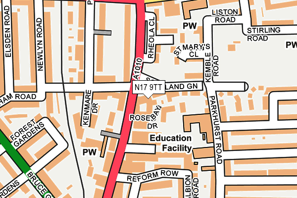 N17 9TT map - OS OpenMap – Local (Ordnance Survey)