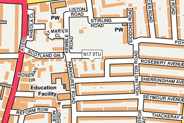 N17 9TU map - OS OpenMap – Local (Ordnance Survey)