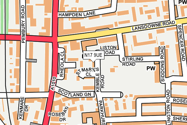 N17 9UE map - OS OpenMap – Local (Ordnance Survey)