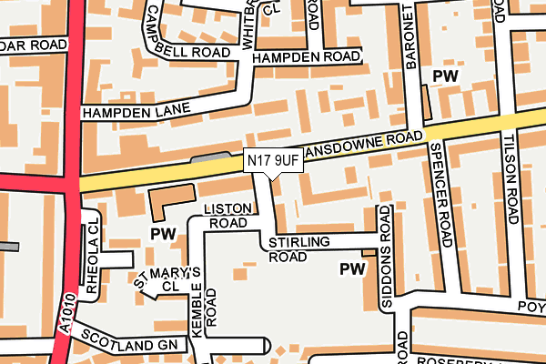 N17 9UF map - OS OpenMap – Local (Ordnance Survey)