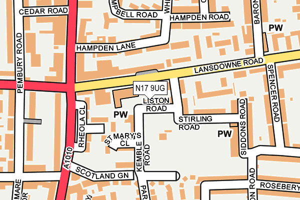 N17 9UG map - OS OpenMap – Local (Ordnance Survey)