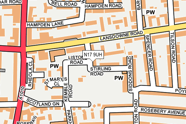 N17 9UH map - OS OpenMap – Local (Ordnance Survey)