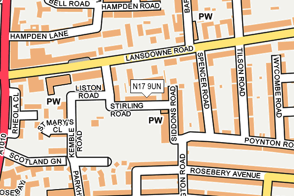 N17 9UN map - OS OpenMap – Local (Ordnance Survey)
