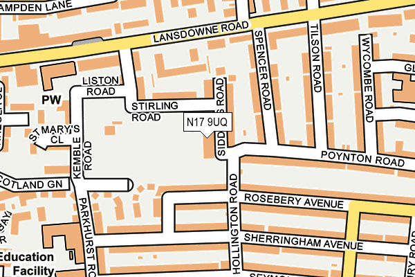 N17 9UQ map - OS OpenMap – Local (Ordnance Survey)