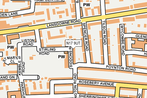 N17 9UT map - OS OpenMap – Local (Ordnance Survey)