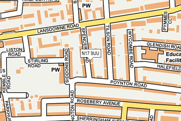 N17 9UU map - OS OpenMap – Local (Ordnance Survey)