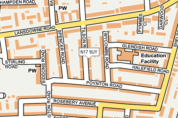 N17 9UY map - OS OpenMap – Local (Ordnance Survey)