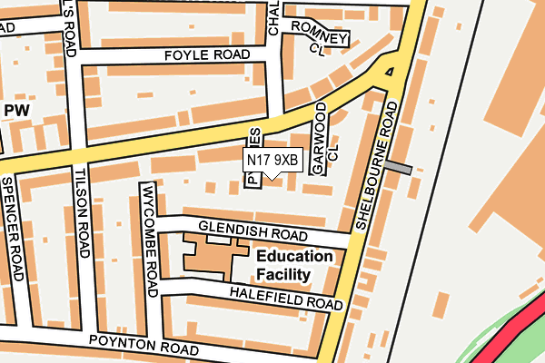 N17 9XB map - OS OpenMap – Local (Ordnance Survey)