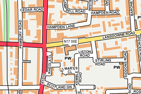 N17 9XE map - OS OpenMap – Local (Ordnance Survey)