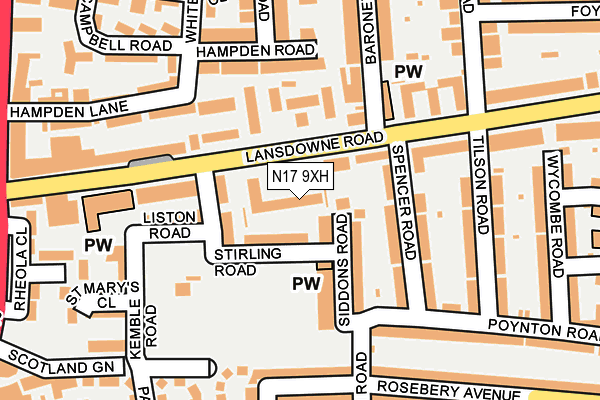 N17 9XH map - OS OpenMap – Local (Ordnance Survey)