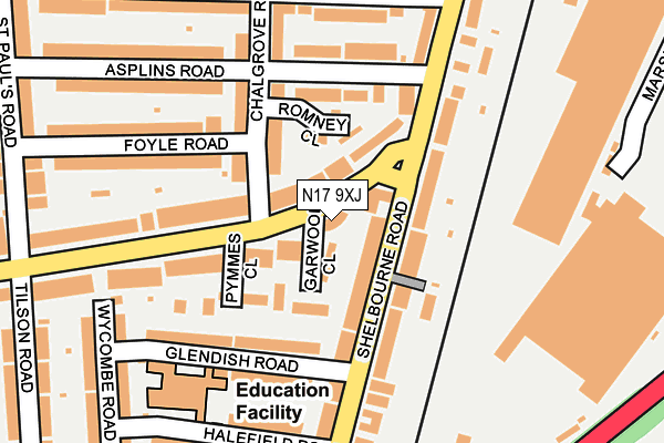 N17 9XJ map - OS OpenMap – Local (Ordnance Survey)