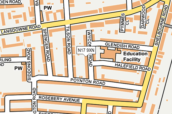 N17 9XN map - OS OpenMap – Local (Ordnance Survey)
