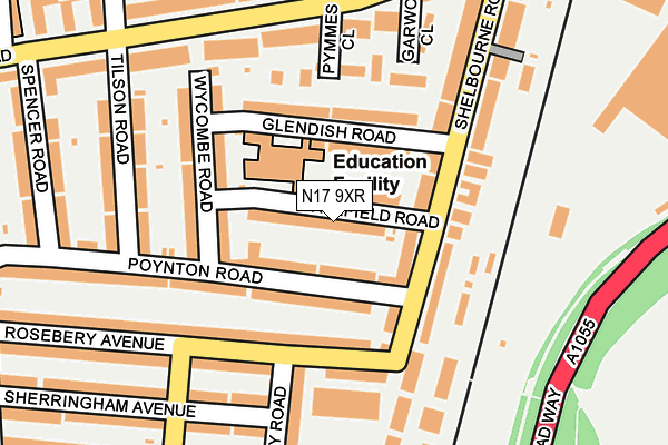 N17 9XR map - OS OpenMap – Local (Ordnance Survey)