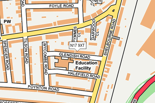 N17 9XT map - OS OpenMap – Local (Ordnance Survey)