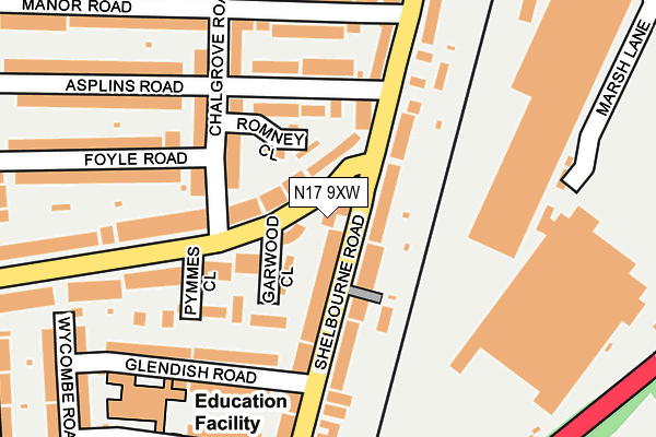 N17 9XW map - OS OpenMap – Local (Ordnance Survey)