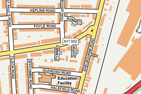 N17 9XZ map - OS OpenMap – Local (Ordnance Survey)