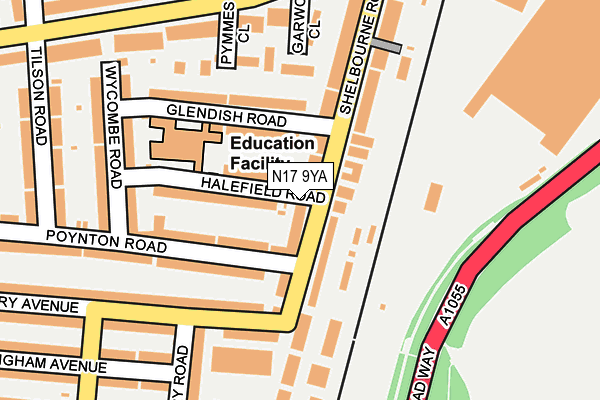N17 9YA map - OS OpenMap – Local (Ordnance Survey)