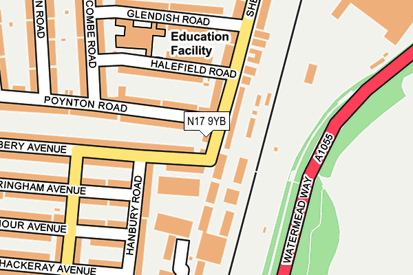 N17 9YB map - OS OpenMap – Local (Ordnance Survey)