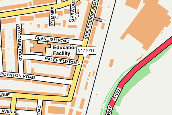 N17 9YD map - OS OpenMap – Local (Ordnance Survey)