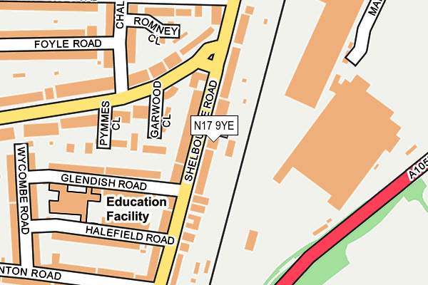 N17 9YE map - OS OpenMap – Local (Ordnance Survey)