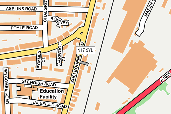 N17 9YL map - OS OpenMap – Local (Ordnance Survey)