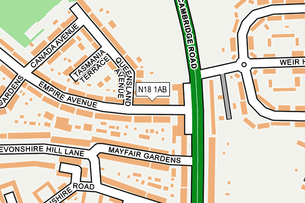 N18 1AB map - OS OpenMap – Local (Ordnance Survey)