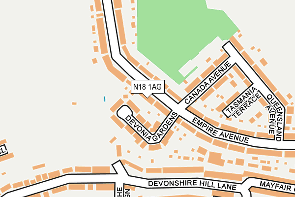 N18 1AG map - OS OpenMap – Local (Ordnance Survey)