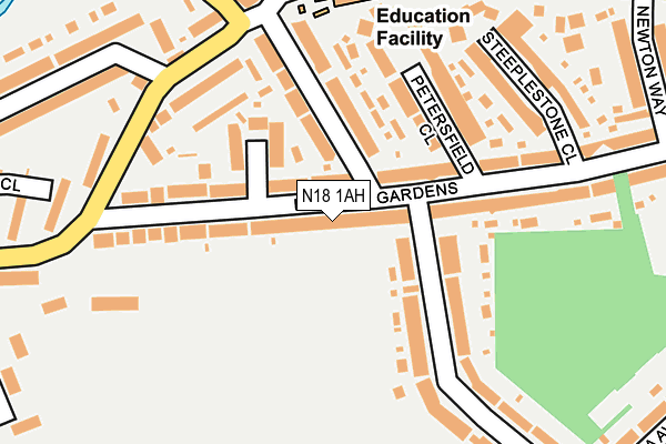 N18 1AH map - OS OpenMap – Local (Ordnance Survey)