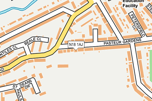 N18 1AJ map - OS OpenMap – Local (Ordnance Survey)
